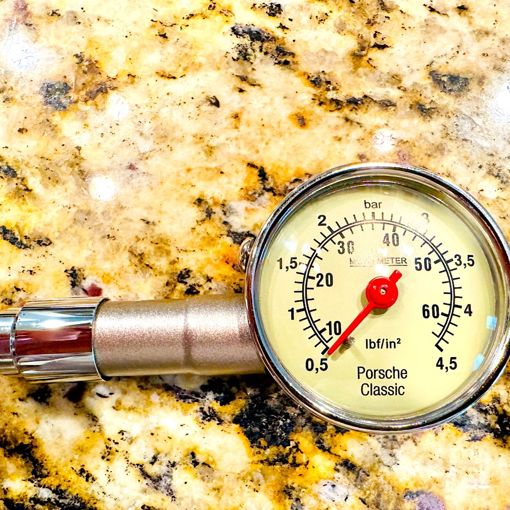 GENUINE 1978 Porsche 930 Tire Pressure Gauge with Leather Case - BRAND NEW